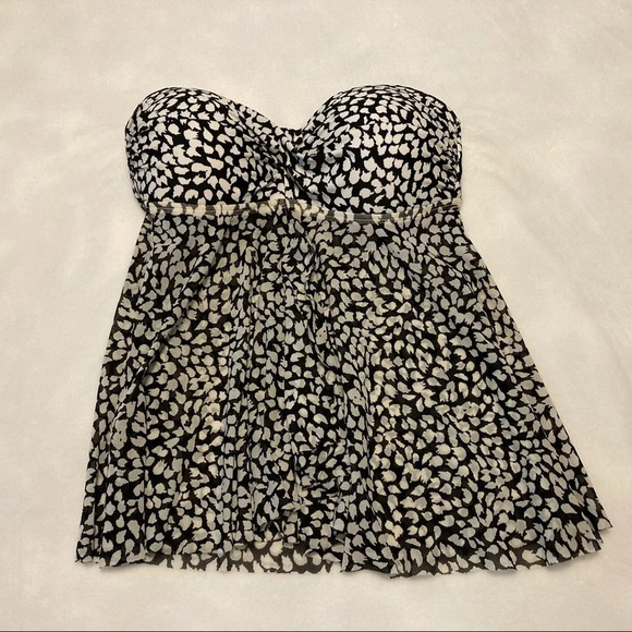 Merona Tankini Top Black & White Animal Print S - Picture 1 of 8